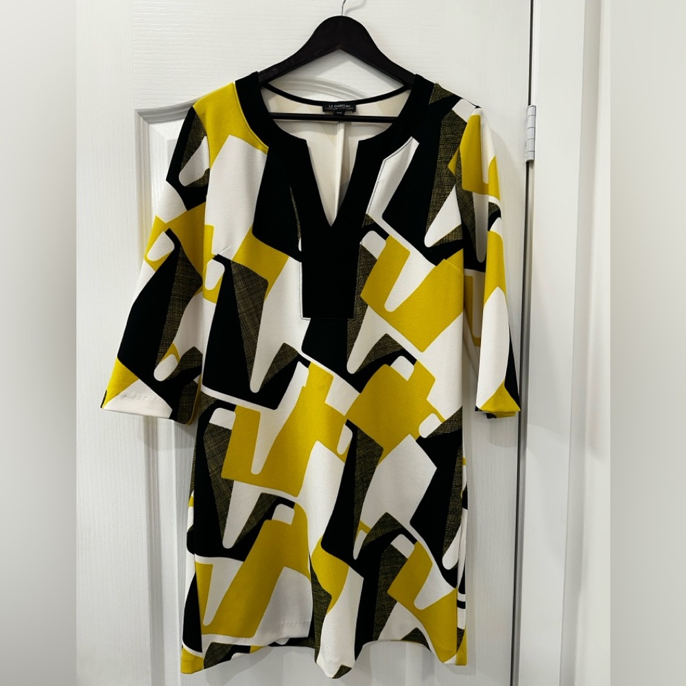 Le Chateau Abstract Tunic Dress - Black, White, Yellow